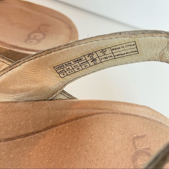 UGG Kenley Nubuck Suede Oyster Women’s Wedge Sandal Size 8 - Picture 8 of 8